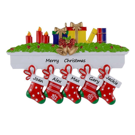 Personalized Mantel Stocking Family of 5 Christmas Ornament