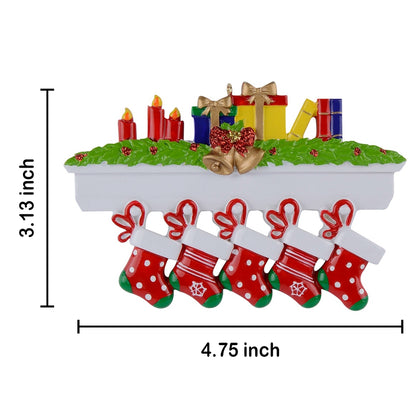 Personalized Mantel Stocking Family of 5 Christmas Ornament