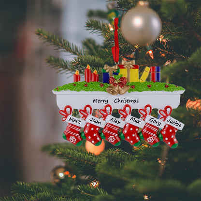 Personalized Mantel Stocking Family of 6 Christmas Ornament