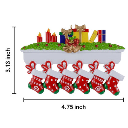 Personalized Mantel Stocking Family of 6 Christmas Ornament