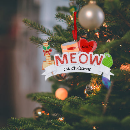 Personalized MEOW Cat Ornament