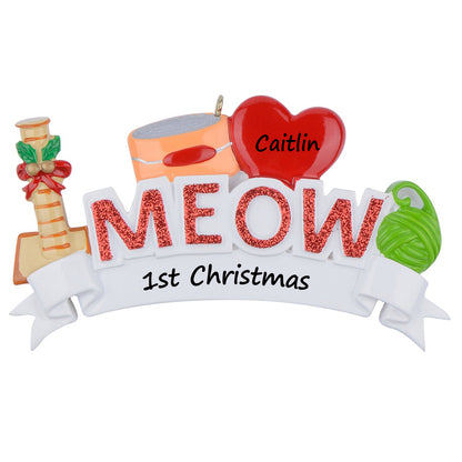 Personalized MEOW Cat Ornament