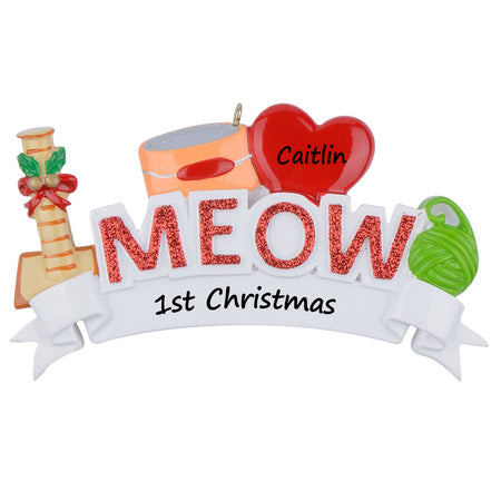Personalized MEOW Cat Ornament