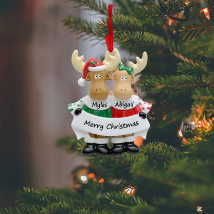 Personalized Moose Family of 2 Ornament