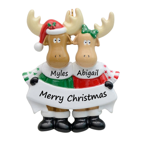 Personalized Moose Family of 2 Ornament