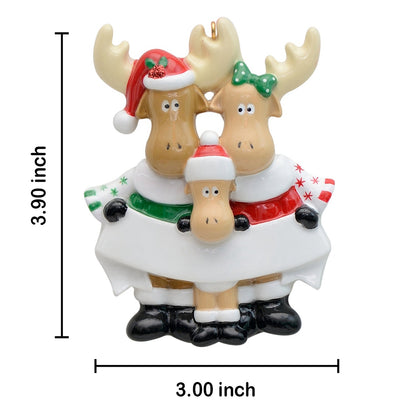 Personalized Moose Family of 3 Ornament