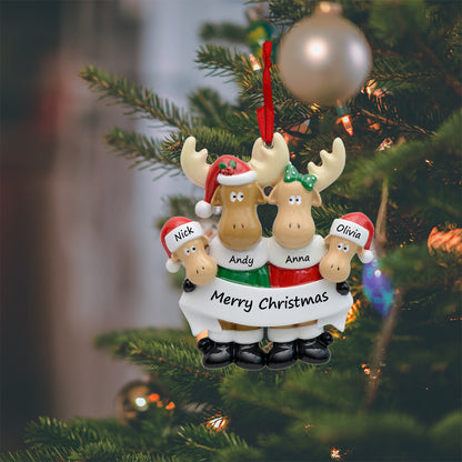 Personalized Moose Family of 4 Ornament