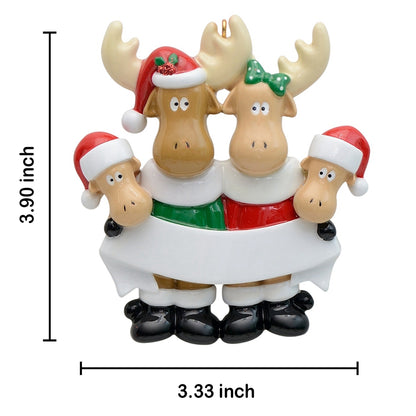 Personalized Moose Family of 4 Ornament