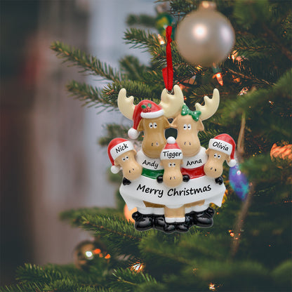 Personalized Moose Family of 5 Ornament