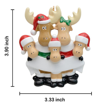 Personalized Moose Family of 5 Ornament