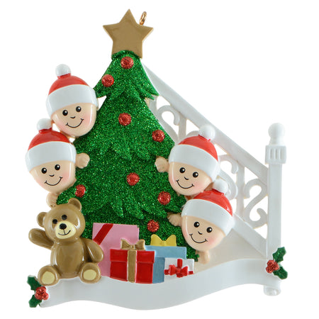 Christmas Morning Family of 4 Personalized Ornament