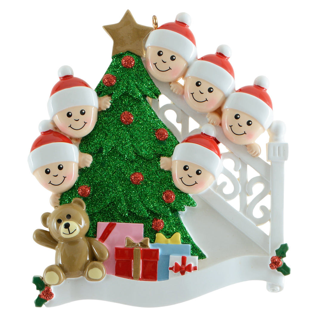 Christmas Morning Family of 6 Personalized Ornament