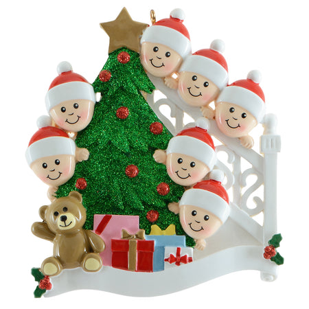 Christmas Morning Family of 7 Personalized Ornament