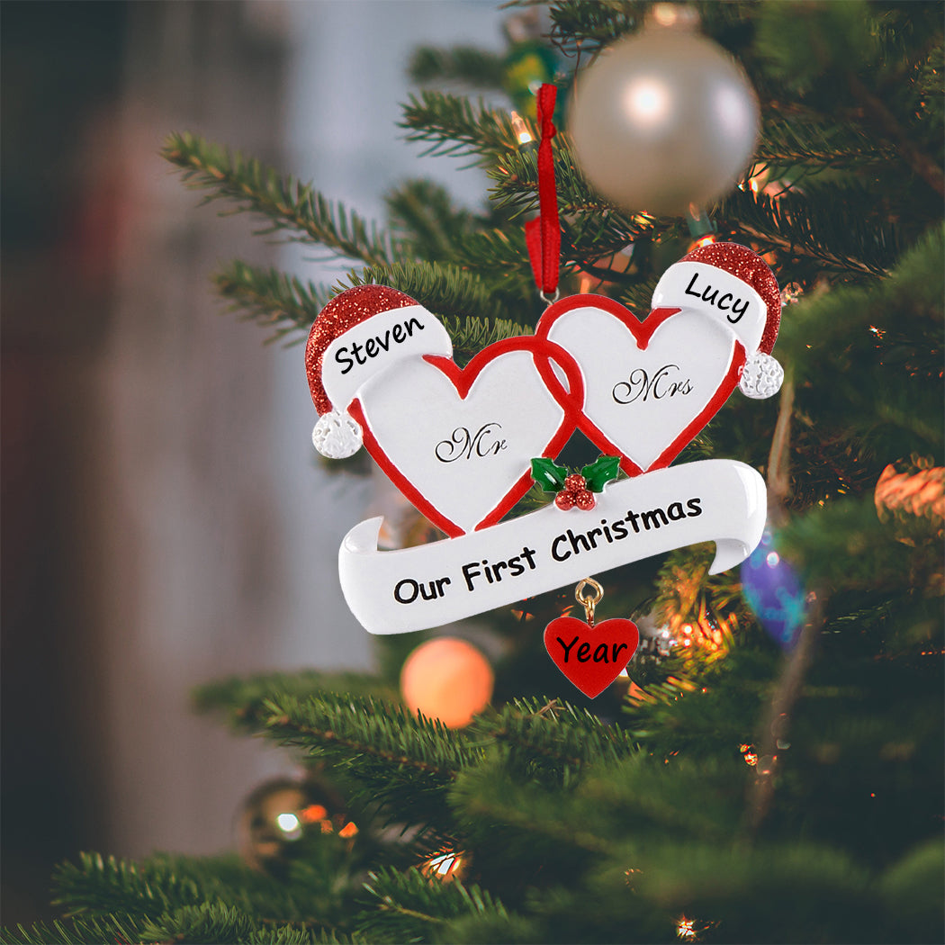 Personalized Mr. and Mrs. Our First Christmas Couple Ornament