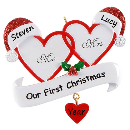 Personalized Mr. and Mrs. Our First Christmas Couple Ornament