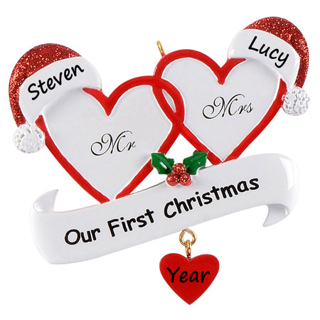 Personalized Mr. and Mrs. Our First Christmas Couple Ornament