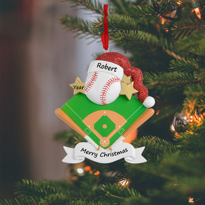 Personalized Mr. Baseball Field Christmas Ornament