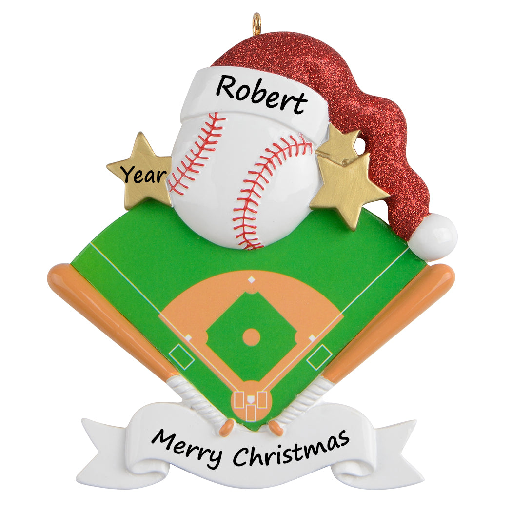 Personalized Mr. Baseball Field Christmas Ornament