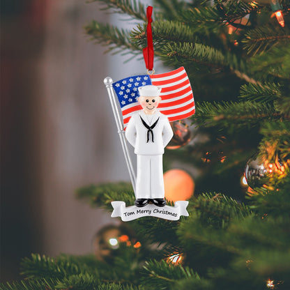 Personalized Navy Ornament