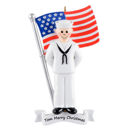 Personalized Navy Ornament