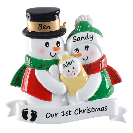 Personalized New Parents Snowman Christmas Ornament