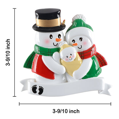 Personalized New Parents Snowman Christmas Ornament