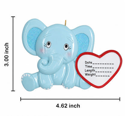 Personalized Newborn Baby Boy Elephant Ornament