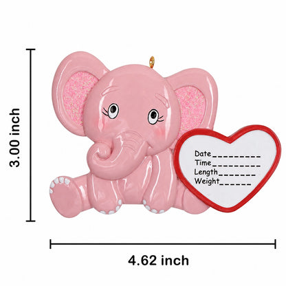 Personalized Newborn Baby Girl Elephant Ornament