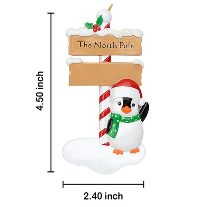 Personalized North Pole Penguin Christmas Ornament