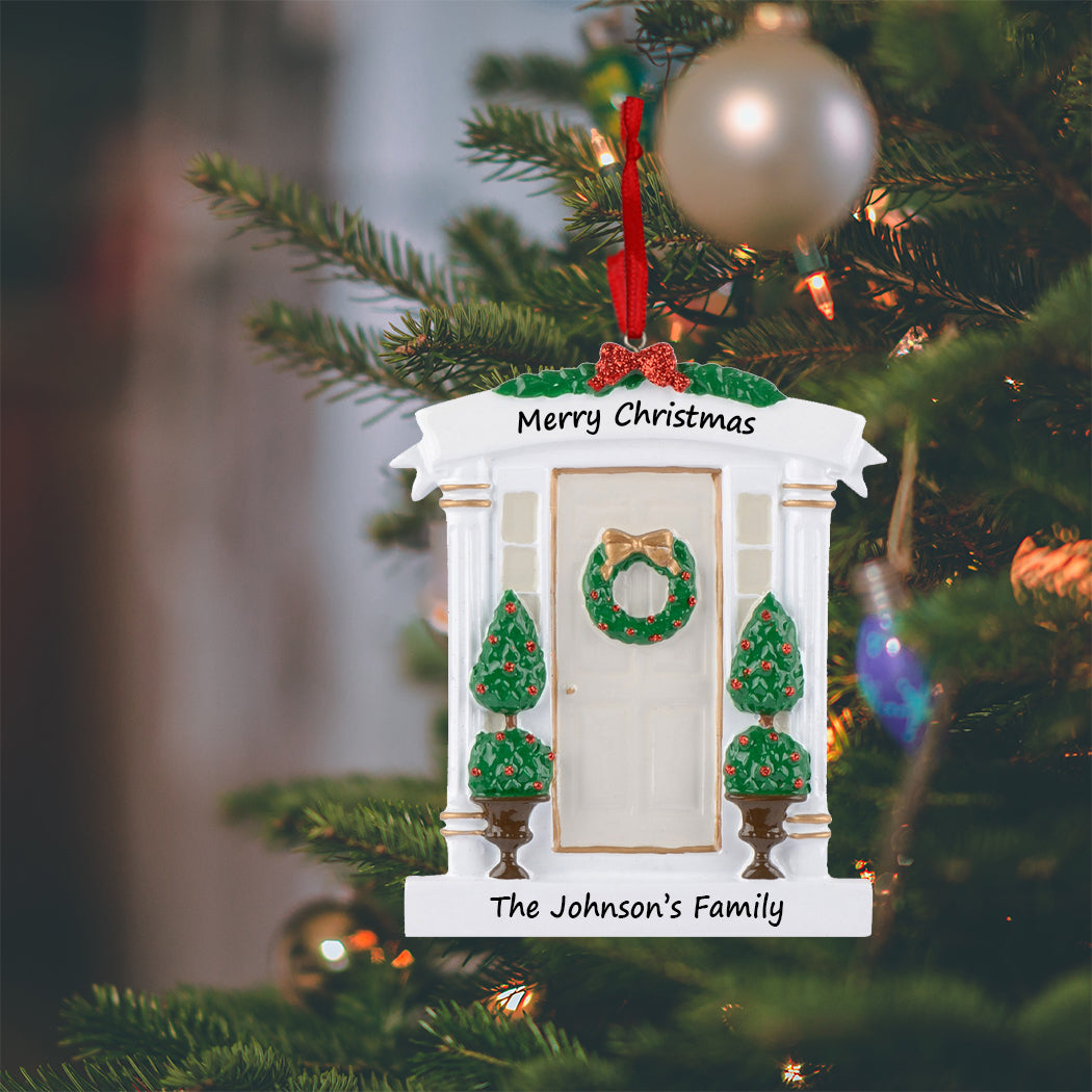 Personalized Off-White Front Door New Home Christmas Ornament