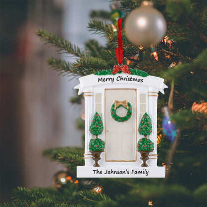 Personalized Off-White Front Door New Home Christmas Ornament