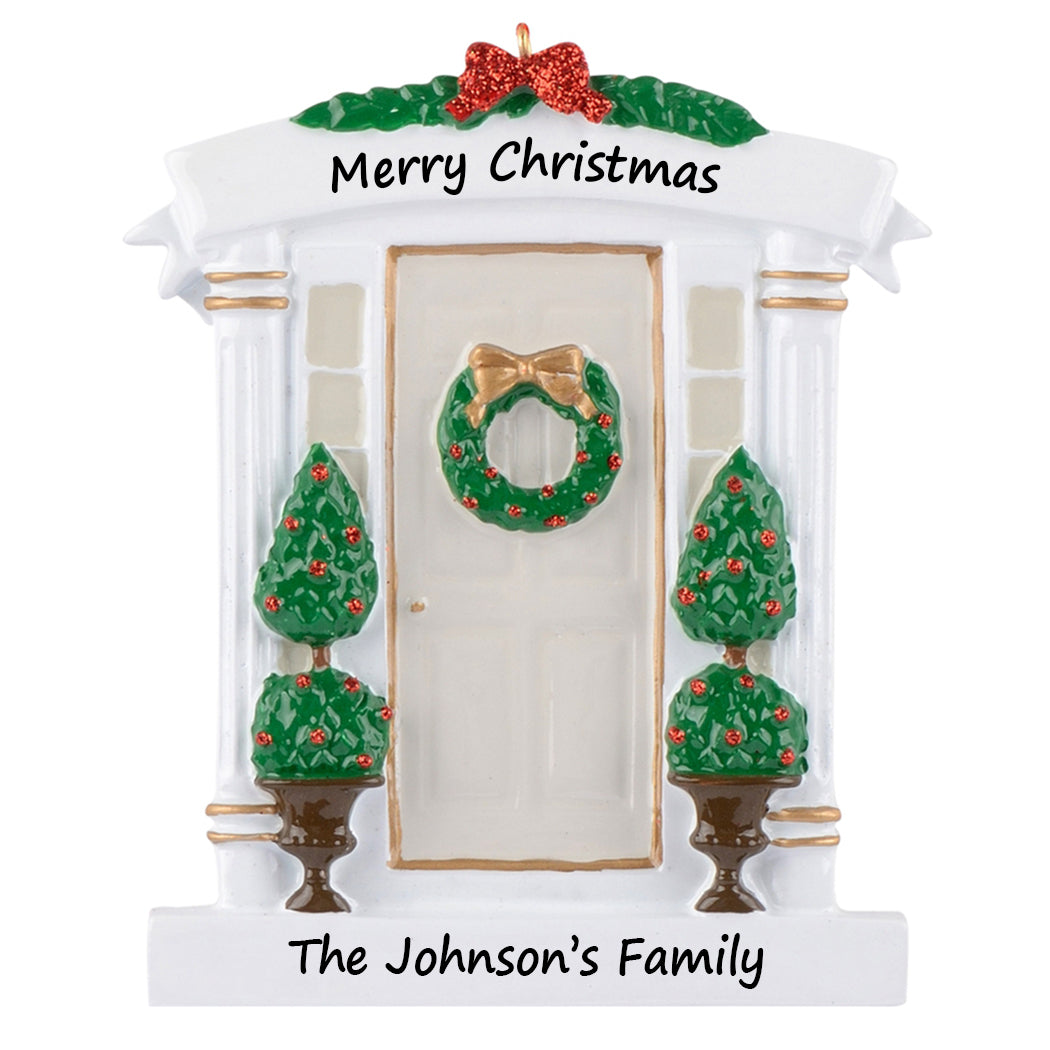 Personalized Off-White Front Door New Home Christmas Ornament