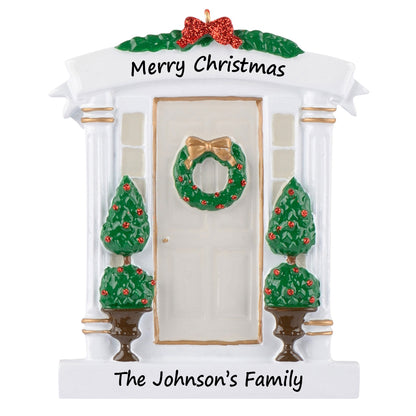 Personalized Off-White Front Door New Home Christmas Ornament