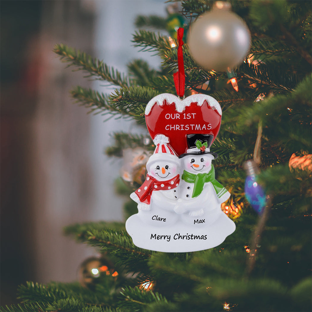 Our 1st Christmas Snowman Couple Christmas Ornament