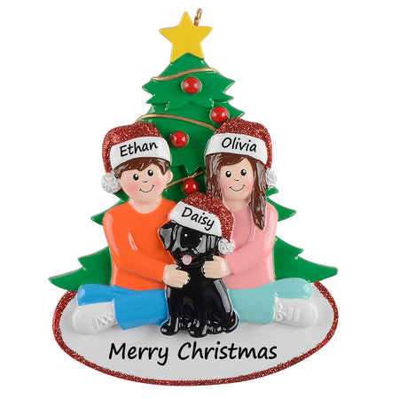 Personalized Our Best Dog Couple Christmas Ornament - Black Dog