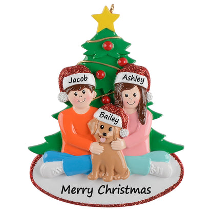 Personalized Our Best Dog Couple Christmas Ornament - Brown Dog