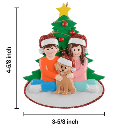Personalized Our Best Dog Couple Christmas Ornament - Brown Dog