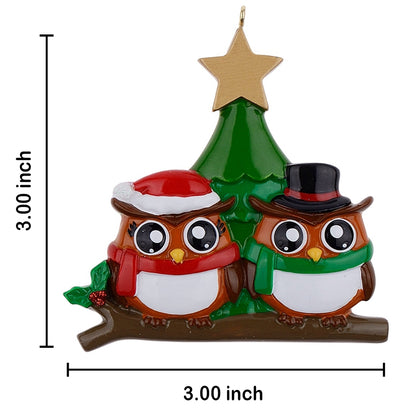 Personalized Owl Family of 2 Christmas Ornament