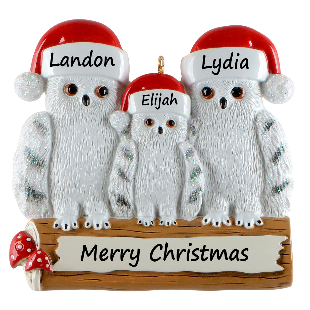 Personalized Owl Family of 3 Ornament