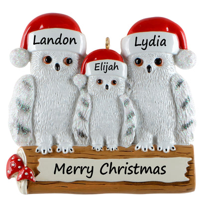 Personalized Owl Family of 3 Ornament