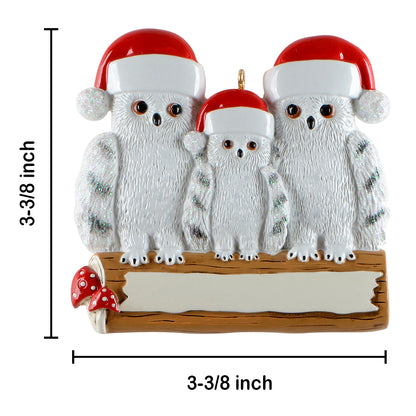 Personalized Owl Family of 3 Ornament