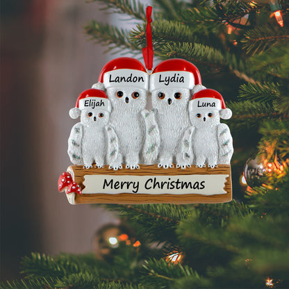Personalized Owl Family of 4 Ornament