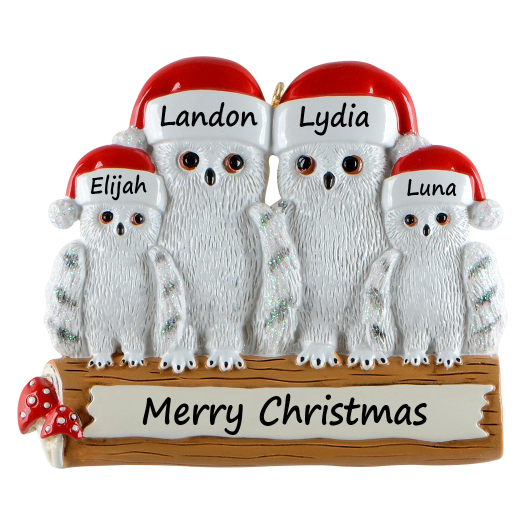 Personalized Owl Family of 4 Ornament