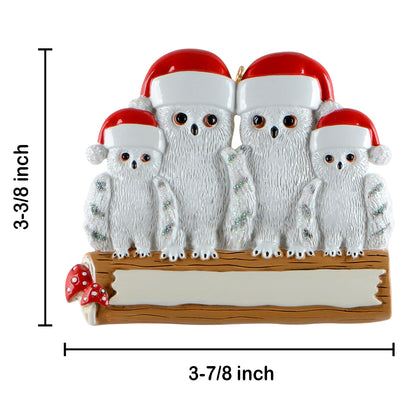 Personalized Owl Family of 4 Ornament