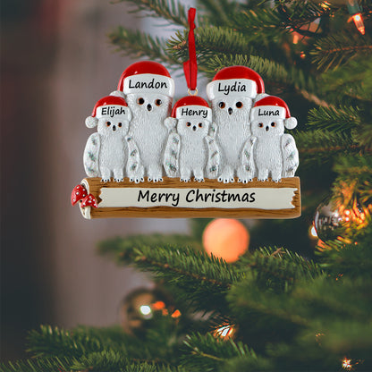 Personalized Owl Family of 5 Ornament