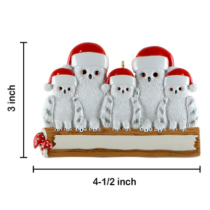 Personalized Owl Family of 5 Ornament