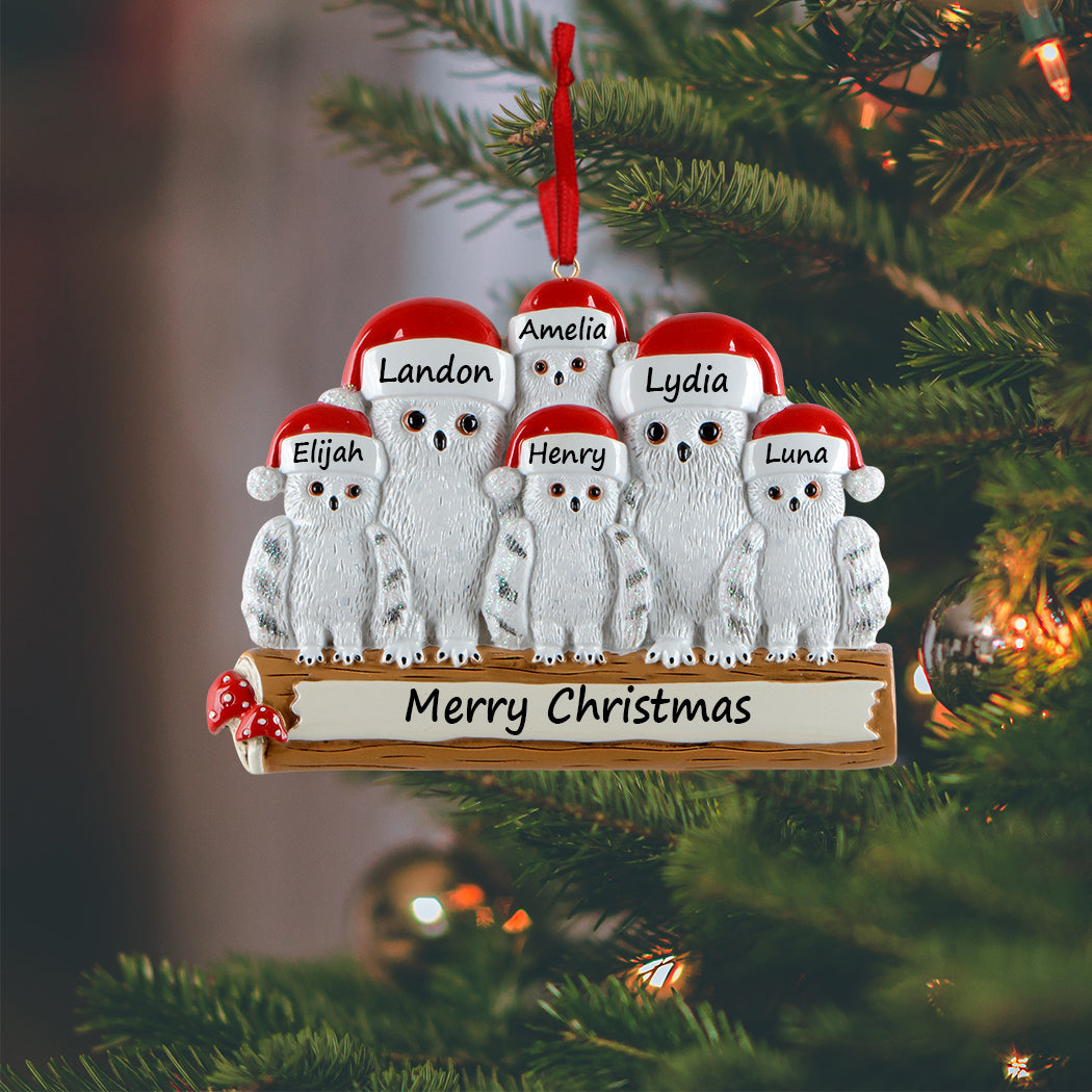 Personalized Owl Family of 6 Ornament
