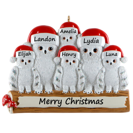 Personalized Owl Family of 6 Ornament
