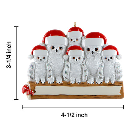 Personalized Owl Family of 6 Ornament