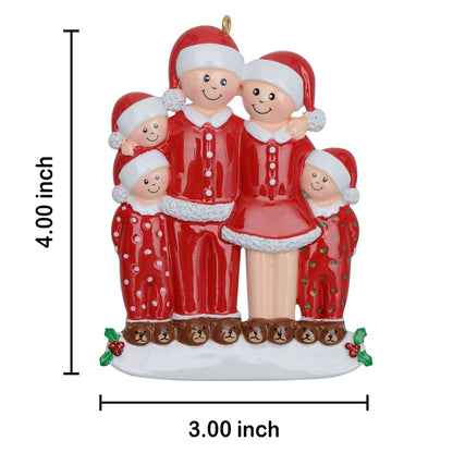 Personalized Christmas Pajama Family of 5 Ornament